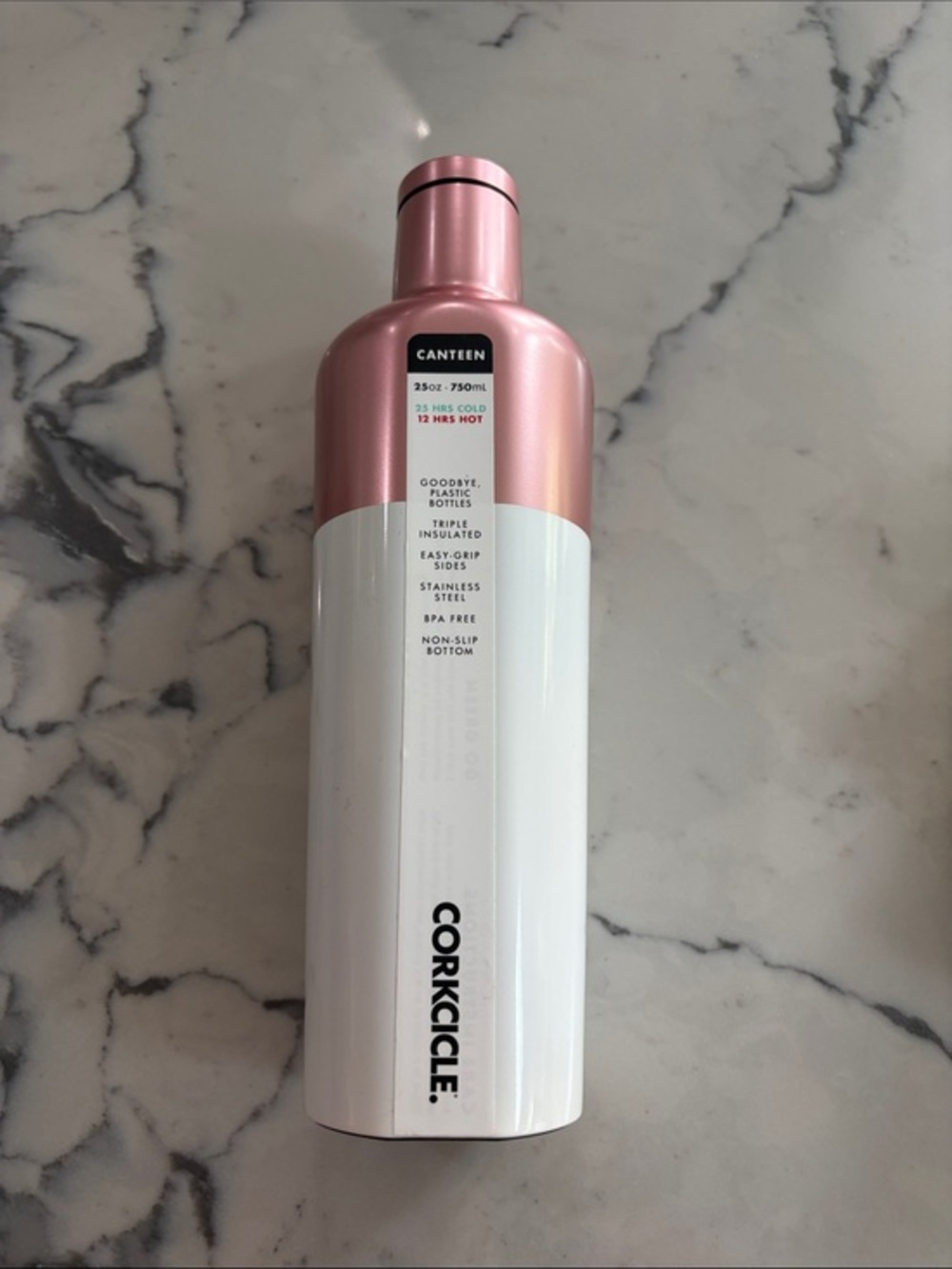 Corkcicle Pink and White Insulated Canteen